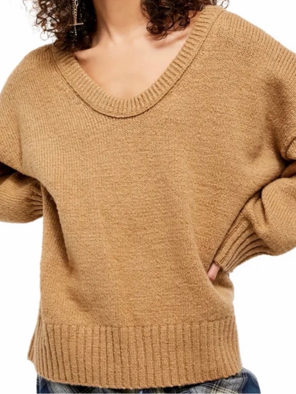 Free People Brookside Tunic Sweater Desert Camel Oversized S